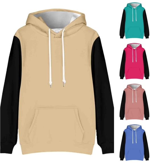 MEZZALL Sweatshirts For Men Patchwork Long Sleeve Hoodies Versatile Simple Color Blocking Casual Sport Drawstring Pullover Daily Outdoor Holiday Travel Tops