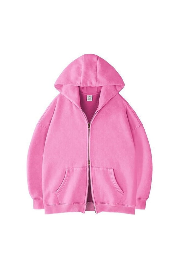 Sweatshirts For Women Solid Color Long Sleeve Hoodies Double Zip Cardigan Drop Shoulders Casual Versatile Colored Basic Daily Outdoor Versatile Travel Tops