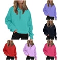thumbnail image 1 of MEZZALL Sweatshirts For Women Solid Color Long Sleeve Hoodies Half Zip Cropped Pullover Quarter Zipper Fall Tops Clothes Basic Daily Outdoor Vacation Travel, 1 of 6