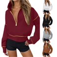 thumbnail image 1 of MEZZALL Sweatshirts For Women Solid Color Long Sleeve Hoodies Lightweight Half Zip Pullover Casual Workout Slim Fit With Zipper Comfortable Athletic Tops Fall Winter Basic Daily Vacation Travel, 1 of 5