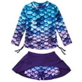 thumbnail image 1 of MEZZALL Swimwear Girls Swimsuit Vacation Hawaii Beachwear 2PCS Long Sleeve Swimsuit Sets For Girls 3 10Years Old, , 7-8 Years, 1 of 7