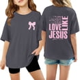 thumbnail image 1 of MEZZALL T-Shirts Letter Bowknot Print Girls Tee Shirts Fashion Casual Short Sleeve Tee For Youth Teenage Relaxed Fit O-Neck Tops, 1 of 4