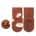 thumbnail image 1 of MEZZALL Toddler Baby Boys Girls Cartoon Non- Crew Socks With Grip Botttom Cotton Thick Winter Warm Slipper Socks Breathable Footwear, Brown, 0-12 Months, 1 of 6