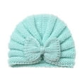 thumbnail image 1 of MEZZALL Toddler Baby Boys Girls Knitted Cap Beaniess Solid Color Cotton Bowknot Elastics Turban Hat Breathable Dailywear, Mint Green, One Size, 1 of 3
