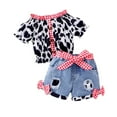 thumbnail image 1 of MEZZALL Toddler Baby Girl Stylish And Comfortable Short Sleeve Leopard Print Plaid Tops + Shorts Outfits Comfort, 3-4 Years, 1 of 9