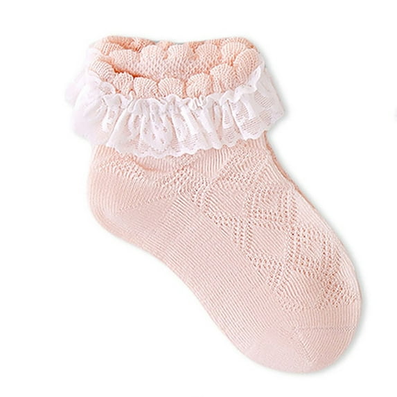 MEZZALL Toddler Baby Socks For Girls 1-7 Years Lace Trim Ankle Socks Soft Comfortable Everyday Casual Wear Socks Versatile Baby Wear