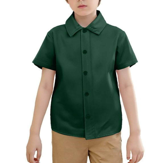 MEZZALL Toddler Boys Girls Blouse Short Sleeve Summer Casual Gentleman Tops Beach Holiday Solid Color Shirts Blouse Versatile Baby Wear 8-9Y