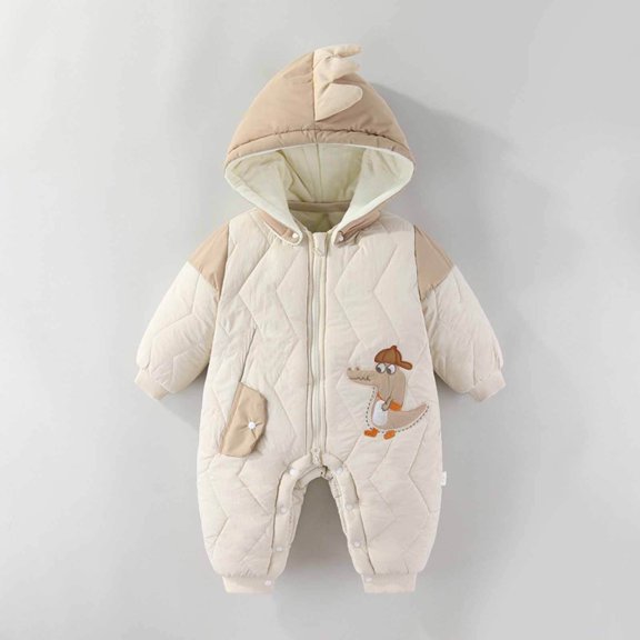 MEZZALL Toddler Boys Girls Long Sleeve Cartoon Prints Hooded Romper Jumpsuit Cute O-Neck Spring Child One-Pieces