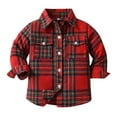 thumbnail image 1 of MEZZALL Toddler Boys Girls Shirt Coat Jacket Plaid Long Sleeve Kids Lapel Button Tops Outwear Cozy Dailywear, Red, 6-7 Years, 1 of 1