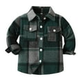 thumbnail image 1 of MEZZALL Toddler Boys Girls Shirt Coat Jacket Plaid Long Sleeve Kids Lapel Button Tops Outwear Versatile Dailywear, Dark Green, 5-6 Years, 1 of 6