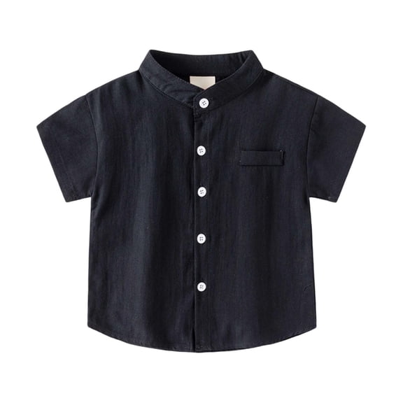 MEZZALL Toddler Boys Girls Short Sleeve Casual Solid Color Gentleman Tops Holiday Shirts T Shirt Soft Baby Wear