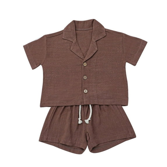 MEZZALL Toddler Boys Girls Short Sleeve Summer Casual Gentleman Tops Hawaii Beach Holiday Solid Color Shirts T-Shirt Shorts Outfits Stylish Baby Wear