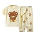 thumbnail image 1 of MEZZALL Toddler Boys Girls Summer Cartoon Printed Short Sleeved Tops And Pants 2PC Children Suit, Beige, 5-6 Years, 1 of 3