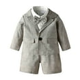 thumbnail image 1 of MEZZALL Toddler Boys Long Sleeve Plaid Prints Coat T-Shirt Tshirts Tops Shorts Child Kids Gentleman Outfits Dailywear Fashionable / 12-18 Months, 1 of 9