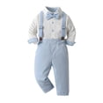 thumbnail image 1 of MEZZALL Toddler Boys Long Sleeve Solid Color T Shirt Tops Suspenders Pants Child Kids Gentleman Outfits Cute Clothes, 1 of 2