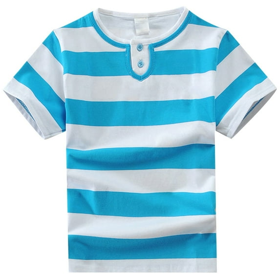 MEZZALL Toddler Boys Short Sleeve T-Shirt Striped Casual Round Neck Tops For Kids Comfortable Breathable Daily Wear Summer Spring Tee Youth Boys Shirt Cozy Baby Wear