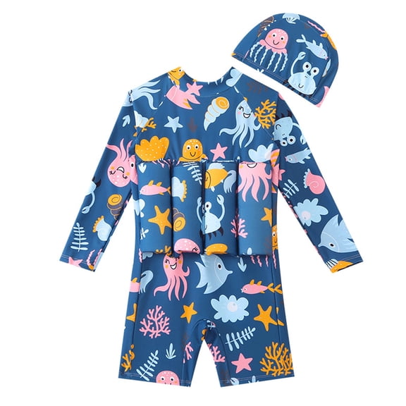 MEZZALL Toddler Children Buoyancy Swimsuit New Unisex Cartoon Underwater World Summer Vacation Swimwear Beachwear Stylish