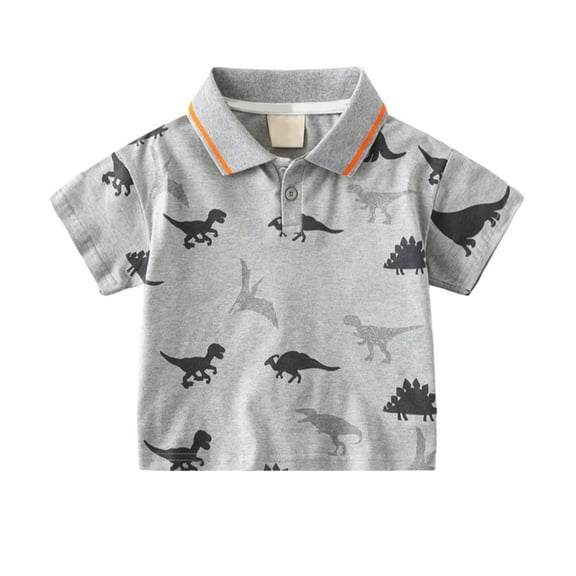 MEZZALL Toddler Dinosaur Polo Shirt For Boys Breathable Casual Summer Tops With Print Comfortable Loose Fit For Outdoor Activities And Daily Wear Breathable Baby Wear