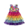 thumbnail image 1 of MEZZALL Toddler Girl Summer Short Sleeve Tutu Party Wedding Birthday Dress Sundress, Multicolour, 6-7 Years, 1 of 3