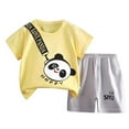 thumbnail image 1 of MEZZALL Toddler Girls Boys Summer Short Sleeve Cartoon Prints Tops Shorts 2PCS Outfits Clothes Sets For Children 3-6 Months Soft Baby Wear, 1 of 3