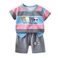 thumbnail image 1 of MEZZALL Toddler Girls Boys Summer Short Sleeve Cartoon Prints Tops Shorts 2PCS Outfits Clothes Sets For Children 4-5 Years Cute Baby Wear, 1 of 3