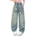 thumbnail image 1 of MEZZALL Toddler Girls Fashion Cute Personality Pants Elastic Waist Wide Leg Jeans Casual Demin Pants With Pockets Soft Baby Wear, 1 of 9