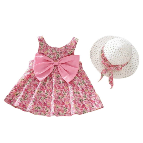 MEZZALL Toddler Girls' Floral Sleeveless Dress With Bow Detail Summer Princess Party Dress 80/5 Trendy Kids Wear