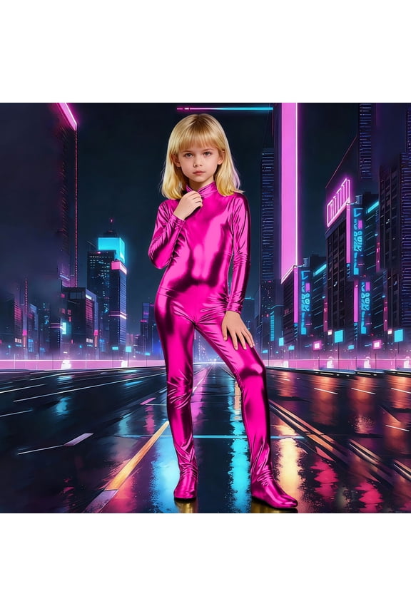 Toddler Girls High Neck Long Sleeve Glitter Romper Jumpsuit Full Zipper Performance For Dance Gymnastics Party Stage Show Comfort Spring Child One-Pieces