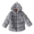 thumbnail image 1 of MEZZALL Toddler Girls Jacket Fall Winter Toddler Kids Collar Solid Color Jackets Warm Hooded Woolen Jacket Coats Versatile Dailywear, Grey, 9-10 Years, 1 of 3