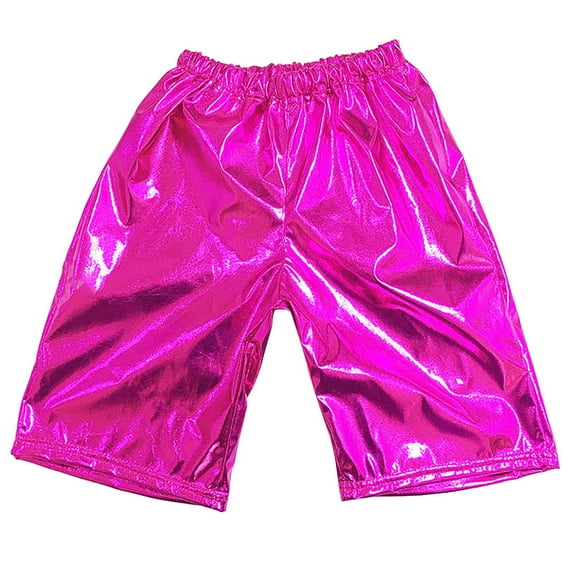 MEZZALL Toddler Girls Metallic Shorts Dance Outfits Shiny Hot Pants Athletic Shorts For Girls Comfort, 14-15 Years