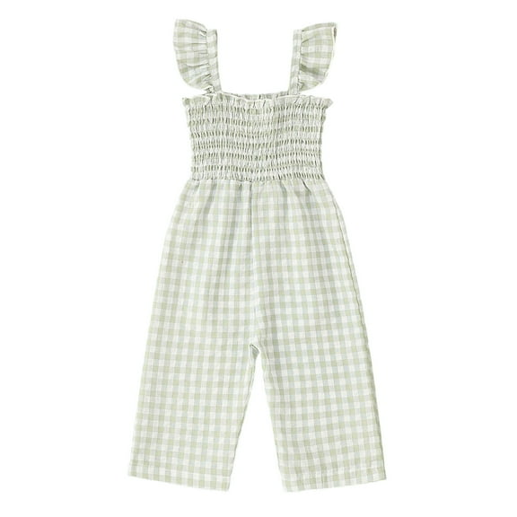 MEZZALL Toddler Girls Sleeveless Lattice Prints Tops Bottoms Jumpsuit Clothes Stylish Baby Wear 18-24M