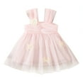 thumbnail image 1 of MEZZALL Toddler Girls Sleeveless Solid Color Flower Tulle Dress Dance Party Princess Dresses Sundress Trendy Sundress, Pink, 2-3 Years, 1 of 8