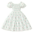 thumbnail image 1 of MEZZALL Toddler Girls' Smocked Floral Dress Short Sleeve Princess Dress With Ruffled Hem For 3-8 Years 5-6 Years Leisure Baby Wear, 1 of 7