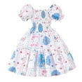 thumbnail image 1 of MEZZALL Toddler Girls' Smocked Floral Dress Short Sleeve Princess Dress With Ruffled Hem For 3-8 Years 6-7 Years Relaxed Fit Baby Wear, 1 of 9