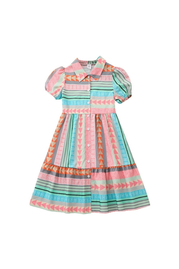 Toddler Girls Summer Dress Casual Sleeveless Striped Print Flowy Party Outfits Elastic Waist Comfortable Playwear For Kids Age 7-12 Soft Baby Wear