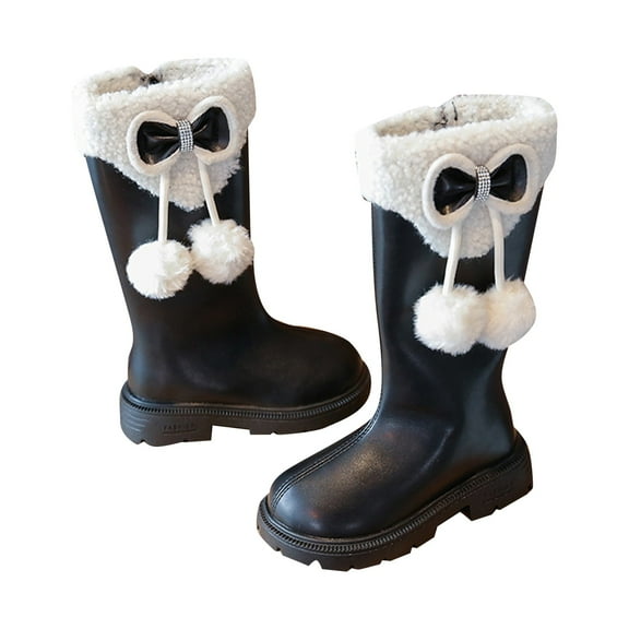 MEZZALL Toddler Girls Winter Boots Fashionable Long Calf High Lined Zip Up Casual Outdoor Booties For Kids Age 4-13 Years Shoes Stylish