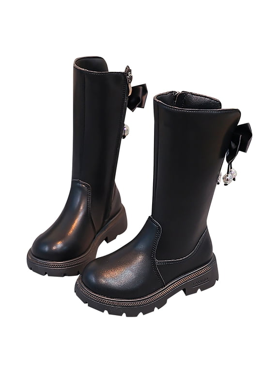 Toddler Girls Winter Fashion Boots Warm Long Calf Height Leather Booties For Kids Stylish Boots Non- Comfortable Shoes Boho
