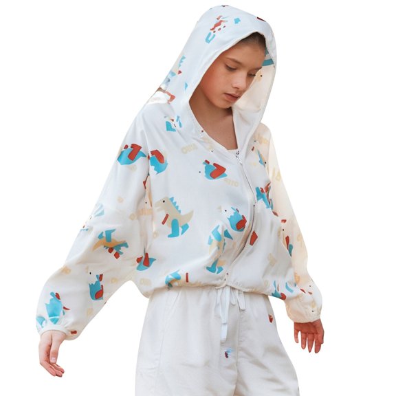 MEZZALL Toddler Girls Zip Up Hooded Jacket For Kids Lightweight Breathable Outerwear With Prints Casual And Outdoor Coat For Ages 3 14 Cozy Baby Wear