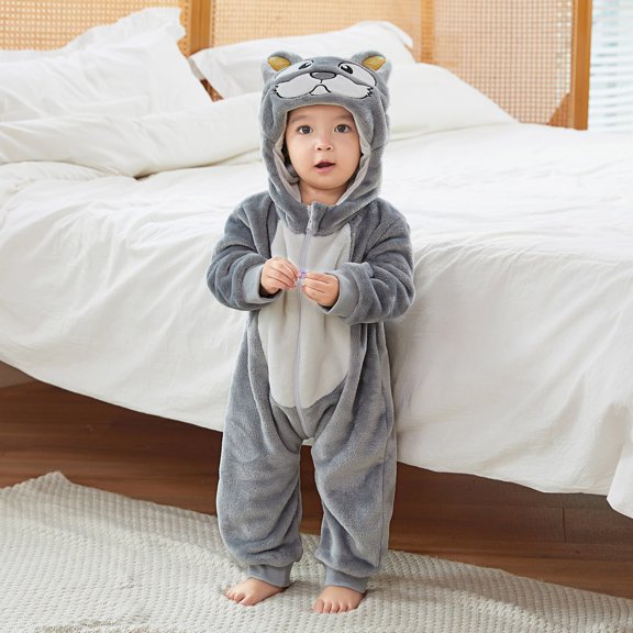 MEZZALL Toddler Jumpsuit Baby Cartoon Bodysuit Kids With Animal Theme Sleep For Autumn Winter Hooded And Sleep Cozy Long Sleeve O-Neck Spring Child One-Pieces