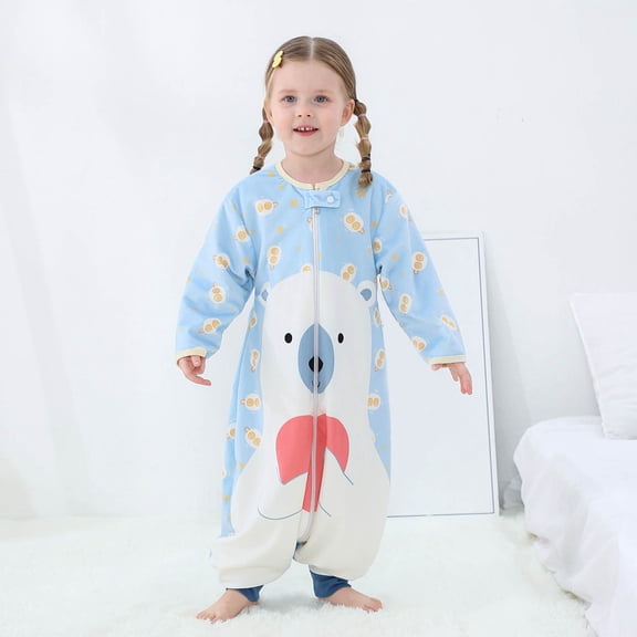 MEZZALL Toddler Jumpsuit Cute Cartoon Animal Sleep Sack Kids Cozy Long Sleeve Winter Baby Sleep Transfer And Travel Birthday O-Neck Spring Child One-Pieces