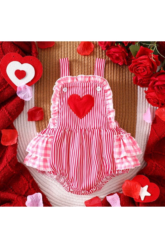 Toddler Jumpsuit Girls Sleeveless Heart Embroider Striped Romper Bodysuits Dress Trendy O-Neck Spring Child One-Pieces
