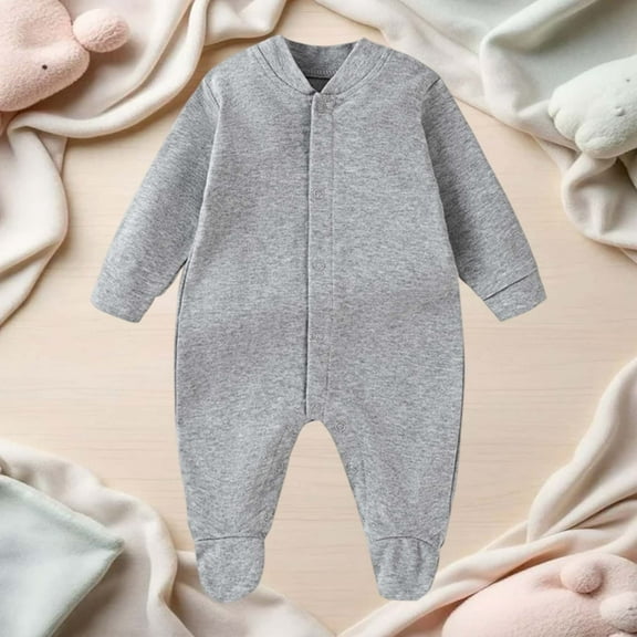 MEZZALL Toddler Jumpsuit Soft Bodysuit Front Snap Closure Home Wear Baby Boys Full Onesie With Built In Mittens And Non- Socks For Comfort Warmth Cozy Long Sleeve O-Neck Spring Child One-Pieces