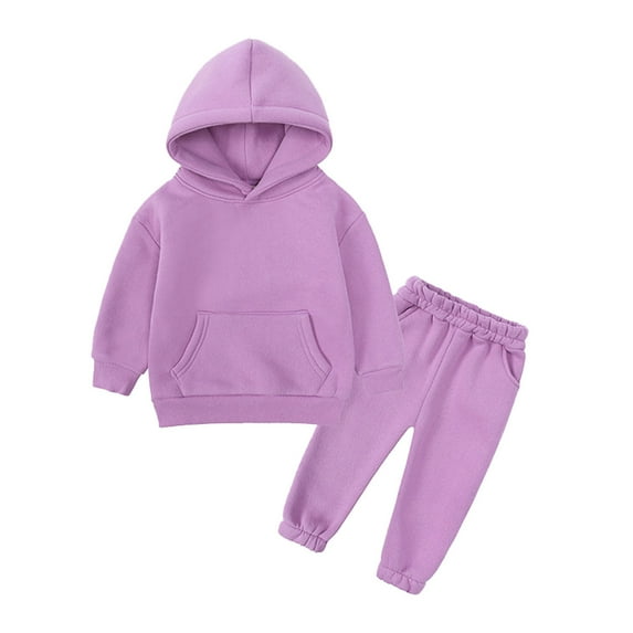 MEZZALL Toddler Kids Baby Boys Girls Clothes Unisex Solid Color Sweatsuit Long Sleeve Warm Hooded Pullover Tops Pants Set Outfits Comfort Dailywear, , 10-11 Years