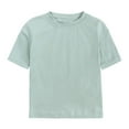 thumbnail image 1 of MEZZALL Toddler Kids Baby Boys Girls Solid Color Basic Short Sleeve O-Neck T-Shirt Tshirts Tops Tee Clothes For Children Breathable Dailywear, Green, 2-3 Years, 1 of 6