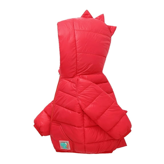 MEZZALL Toddler Kids Baby Boys Girls Winter Warm Solid Color Dinosaur Padded Coats Outerwear Hooded Jacket Outwear Cute Dailywear, A, 3-4 Years