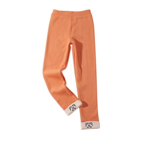 MEZZALL Toddler Kids Baby Girls Cotton Thick Lined Warm Leggings Pantihose Stretchy Basic Ankle Length Pants Pantyhose For Winter Stocking Breathable Dailywear, Orange, 14-16 Years