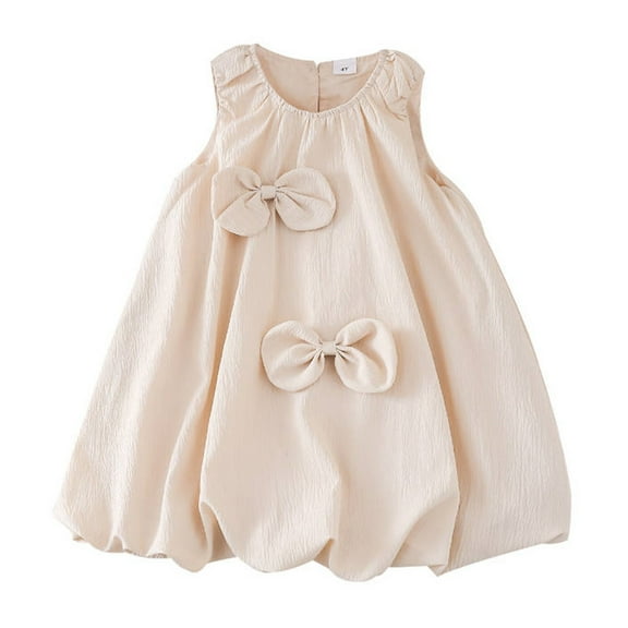 MEZZALL Toddler Kids Baby Girls Solid Color Sleeveless Bowknot Summer Casual Dress Princess Dresses Comfort Baby Wear