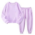 thumbnail image 1 of MEZZALL Toddler Kids Boys Girls Clothes Unisex Solid Color Sweatsuit Long Sleeve Warm Pullover Tops Pants Set Outfits Soft Dailywear, PP1, 3-4 Years, 1 of 3