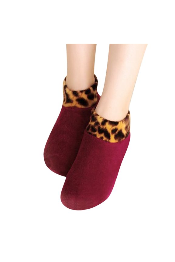 Toddler Kids Boys Girls Winter Warm Cartoon Lined Leopard Non- Home Indoor Thermal Socks Breathable, 4-7 Years