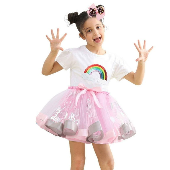 MEZZALL Toddler Kids Girls Dance Party Birthday Skirt Ballet Skirts Hairclip Set Cozy Baby Wear